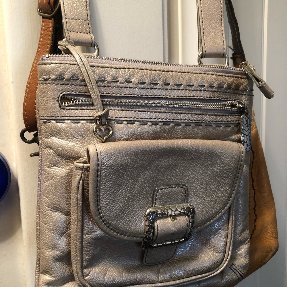 Brighton  gold metallic Leather Organizer Crossbody Bag